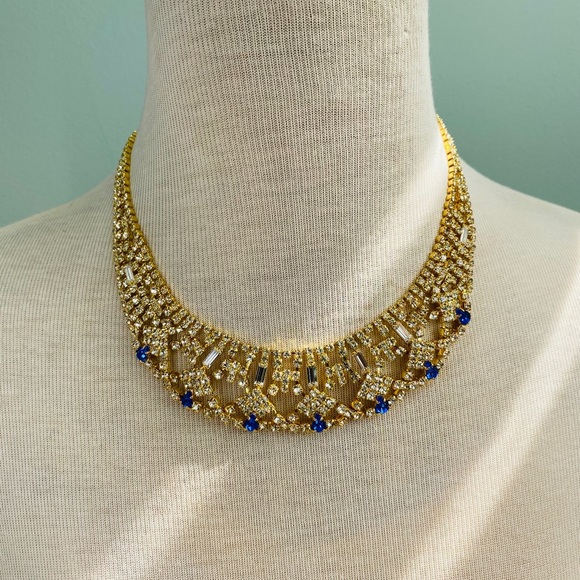 Shimmering BLUE ROYAL and CRYSTALS Necklace - Picture 1 of 3